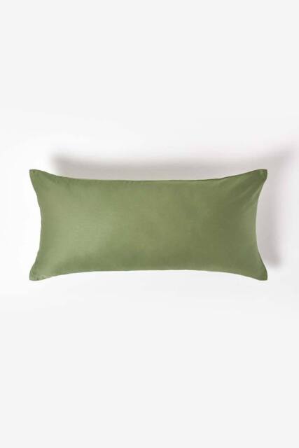 Homescapes Sateen Cotton Continental Pillowcase 400 TC, 40 x 80 cm in Green - image 1