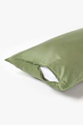 Homescapes Sateen Cotton Continental Pillowcase 400 TC, 40 x 80 cm in Green - thumbnail 3