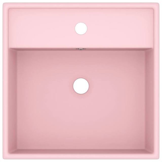 Berkfield Home Luxury Basin Overflow Square Matt Pink 41x41 cm Ceramic - image 1