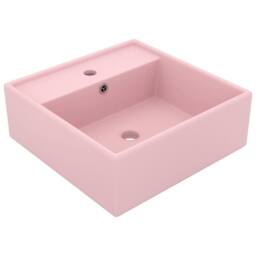 Berkfield Home Luxury Basin Overflow Square Matt Pink 41x41 cm Ceramic - thumbnail 2