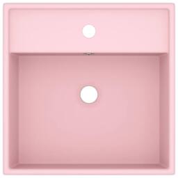 Berkfield Home Luxury Basin Overflow Square Matt Pink 41x41 cm Ceramic - thumbnail 1
