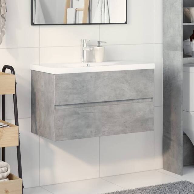 Berkfield Home Durable 2 Piece Bathroom Furniture Set Concrete Grey Engineered Wood - image 1