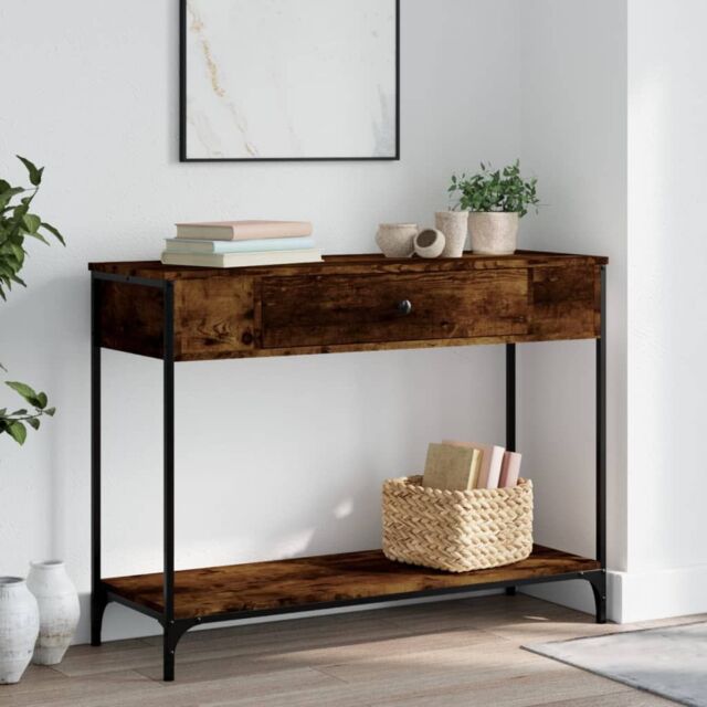Berkfield Home Console Table Smoked Oak 100x34.5x75 cm Engineered Wood in Brown - image 1