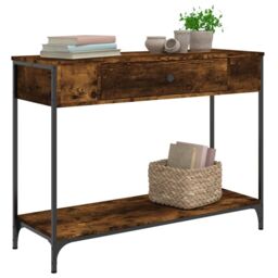 Berkfield Home Console Table Smoked Oak 100x34.5x75 cm Engineered Wood in Brown - thumbnail 3