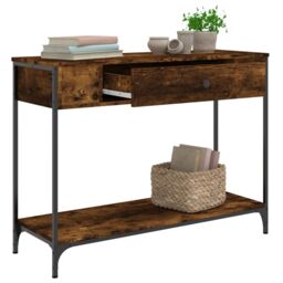 Berkfield Home Console Table Smoked Oak 100x34.5x75 cm Engineered Wood in Brown - thumbnail 4