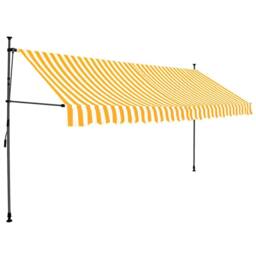 Berkfield Home Manual Retractable Awning with LED 350 cm White & Orange - thumbnail 1