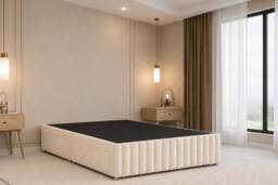 "Nexus Mattresses Ltd Verona Teddy Divan Bed Base No Drawers - 12"" Footboard & 26"" Headboard in Cream - Size: Small Double" - thumbnail 3