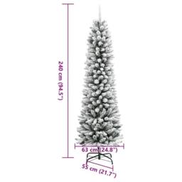 Berkfield Home Beautiful Artificial Slim Christmas Tree with Flocked Snow 240 cm in White - thumbnail 8