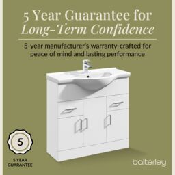 Balterley 3 Door 2 Drawer Bathroom Vanity Basin Unit Gloss White 850mm - thumbnail 4