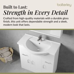 Balterley 3 Door 2 Drawer Bathroom Vanity Basin Unit Gloss White 850mm - thumbnail 6