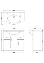 Balterley 3 Door 2 Drawer Bathroom Vanity Basin Unit Gloss White 850mm - thumbnail 8