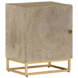 Berkfield Home Bedside Cabinet 40x30x50 cm Solid Wood Mango & Iron in Brown - Size: 40 x 30 x 50 cm - thumbnail 2