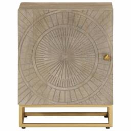 Berkfield Home Bedside Cabinet 40x30x50 cm Solid Wood Mango & Iron in Brown - Size: 40 x 30 x 50 cm - thumbnail 3