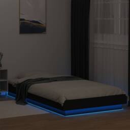 Berkfield Home Bed Frame with LED Lights without Mattress Black 90x200cm - Size: 90x200 cm - thumbnail 4