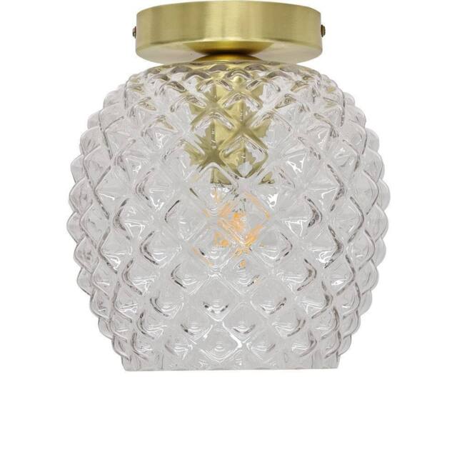 First Choice Lighting Baine - Clear Textured Glass Satin Brass Ceiling Light Fitting - image 1