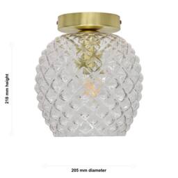 First Choice Lighting Baine - Clear Textured Glass Satin Brass Ceiling Light Fitting - thumbnail 5