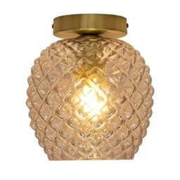 First Choice Lighting Baine - Clear Textured Glass Satin Brass Ceiling Light Fitting - thumbnail 2