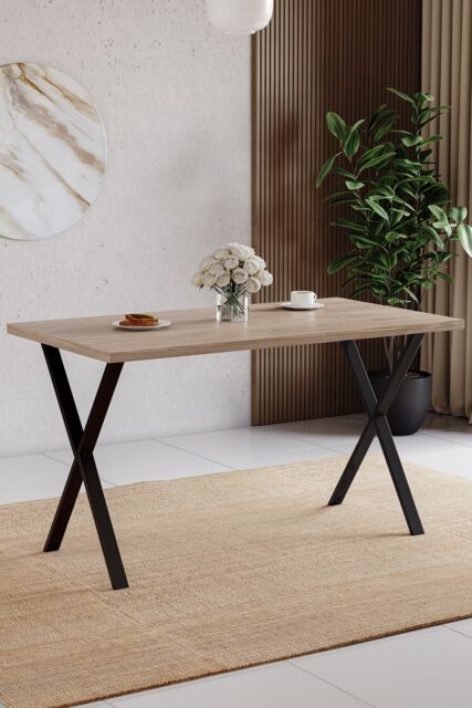 Home Discount Vida Designs 4 Seater Dining Table X Shape Legs Dining Kitchen Furniture in Light Oak - image 1