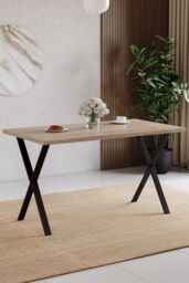 Home Discount Vida Designs 4 Seater Dining Table X Shape Legs Dining Kitchen Furniture in Light Oak - thumbnail 1