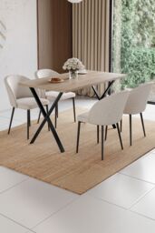 Home Discount Vida Designs 4 Seater Dining Table X Shape Legs Dining Kitchen Furniture in Light Oak - thumbnail 2