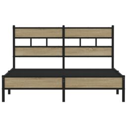Berkfield Home Bed Frame without Mattress Sonoma Oak 140x190 cm Engineered Wood in Brown - thumbnail 4
