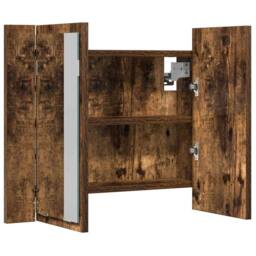 Berkfield Home LED Mirror Cabinet Smoked Oak 60x12x45 cm Engineered Wood in Brown - Size: 60 x 12 x 45 cm - thumbnail 6