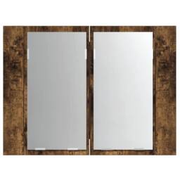 Berkfield Home LED Mirror Cabinet Smoked Oak 60x12x45 cm Engineered Wood in Brown - Size: 60 x 12 x 45 cm - thumbnail 7