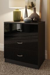 FWStyle Chilton Black Gloss 3 Drawer Chest (H) 68.5cm (W) 60cm (D) 40cm
