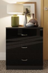 FWStyle Chilton Black Gloss 3 Drawer Chest (H) 68.5cm (W) 60cm (D) 40cm - thumbnail 2