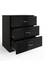 FWStyle Chilton Black Gloss 3 Drawer Chest (H) 68.5cm (W) 60cm (D) 40cm - thumbnail 4