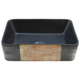 Berkfield Home Countertop Basin Black & Brown Rectangular 46x35.5x13 cm Ceramic - thumbnail 4