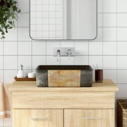 Berkfield Home Countertop Basin Black & Brown Rectangular 46x35.5x13 cm Ceramic - thumbnail 2