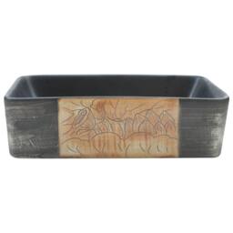Berkfield Home Countertop Basin Black & Brown Rectangular 46x35.5x13 cm Ceramic - thumbnail 3