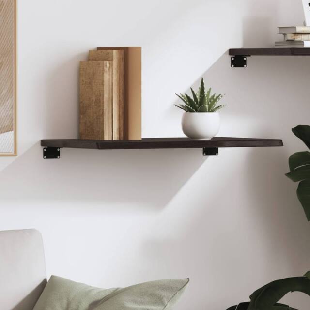 Berkfield Home Wall Shelf Dark Grey 60x40x2 cm Treated Solid Wood Oak - Size: 60 x 40 x 2 cm - image 1
