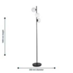 Havendro Modern Black Stem Floor Lamp with Opal Globe Glass Shades - thumbnail 3