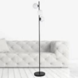 Havendro Modern Black Stem Floor Lamp with Opal Globe Glass Shades - thumbnail 7
