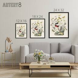 "Artery8 Small Butterflies Caterpillars Kirby Black Framed Canvas Wall Art in White - Size: W12"" x H16""" - thumbnail 4