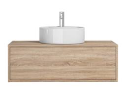 Vente-unique Light Natural Wall-Hung Bathroom Unit With Single Round Basin - 94 Cm in Light Oak - thumbnail 2