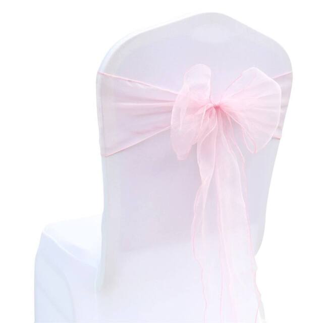 VOGREX Baby Pink 25pcs Organza Sashes Chair Cover Fuller Bow Ribbon - image 1