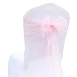 VOGREX Baby Pink 25pcs Organza Sashes Chair Cover Fuller Bow Ribbon - thumbnail 1