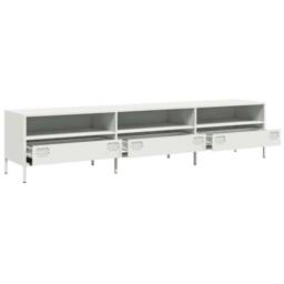 Berkfield Home TV Cabinet White 202x39x43.5 cm Cold-rolled Steel - thumbnail 5