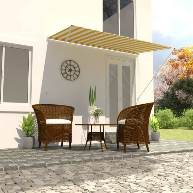 Berkfield Home Retractable Awning 250x150 cm Yellow & White - image 1