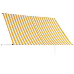 Berkfield Home Retractable Awning 250x150 cm Yellow & White - thumbnail 5