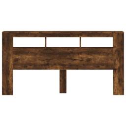 Berkfield Home LED Headboard Smoked Oak 200 cm Engineered Wood in Brown - thumbnail 5