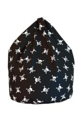 Bean Lazy Cotton Black Pirate Skull & Cross Bones Bean Bag Large Size - thumbnail 2