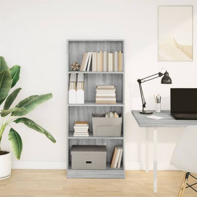 Berkfield Home Decorative Bookcase Grey Sonoma 60x24x143 cm Engineered Wood - Size: 60 x 24 x 143 cm - image 1