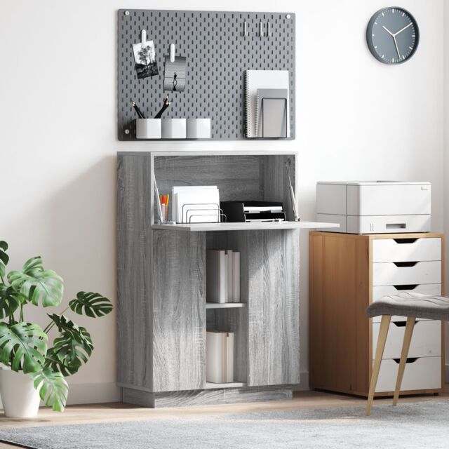 Berkfield Home Grey Writing Desk Grey Sonoma Engineered wood Large - image 1