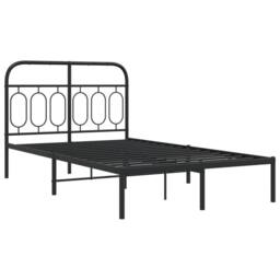 Berkfield Home Metal Bed Frame without Mattress with Headboard Black 120x190cm - Size: 120x190 cm - thumbnail 3