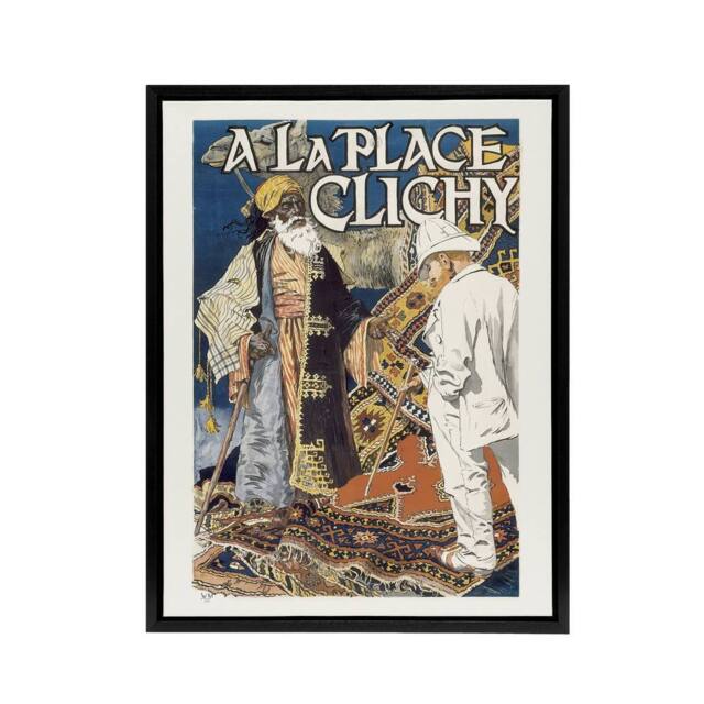 "Artery8 Place Clichy Vintage Advert Eugene Grasset Framed Canvas Wall Art - Size: W12"" x H16""" - image 1