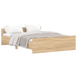 Berkfield Home Bed Frame with Headboard & Footboard Sonoma Oak 140x190 cm in Brown - thumbnail 2